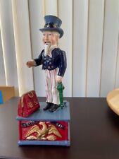 Vintage Uncle Sam Painted Cast Iron Coin Bank - 11 Inches - Functional picture