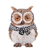 Keren Kopal  Hand made Brown Owl Trinket Box Decorated with Austrian Crystals picture