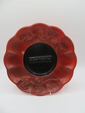 Haeger USA Ashtray #2034 Scalloped Raised Floral Design MCM Black and Orange/Red picture