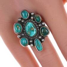 Sz7 Vintage Navajo high grade turquoise cluster ring picture