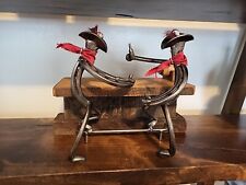 St. Croix Forge Horseshoe Art Sculpture Cowboys Drinking Whiskey @ Wooden Bar picture