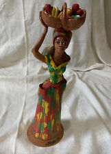 Vintage Frazer's Jamaican Lady Figurine Ceramic Earthware Fruit Basket 11” picture