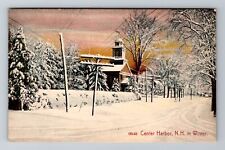 Central Harbor NH-New Hampshire, View In Winter, Antique, Vintage Postcard picture