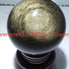 100% Natural Gold Obsidian Crystal Sphere Healing Ball + Stand 40/50/60mm picture