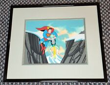 THE ADVENTURES OF SUPERBOY PRODUCTION ANIMATION CEL FRAMED ON PAINTED BACKGROUND picture
