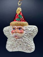 Christopher Radko SHINE ON SANTA Star Santa Face Ornament 00-088-0 RED HAT picture