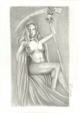 Lady Death by Marcio Alves - Original Comic Art Drawing Vampirella Hope 11x17 picture