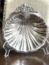 Vintage Baroque By Wallace 278 Silver Plate Footed Shell Relish Dish Mid-Century picture