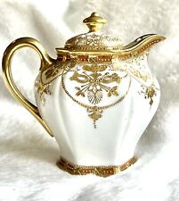 Antique Hand Painted Nippon Teapot/Creamer ~ Gold Floral Trim picture