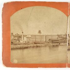 Unknown Mystery Mill Factory Stereoview c1870 Smoke Stack River Photo Card A2200 picture