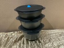 New Tupperware Set 3 Beautiful Black & Aqua Colors Crystalwave Reheatable Bowls picture