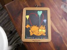 Garfield Loves Jenny vintage painted chalkboard artisit signed Una  picture