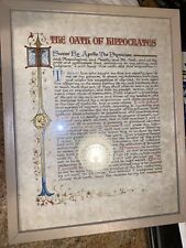 Vintage framed Hippocratic Oath Declaration of Apollo Framed J&J 60 picture