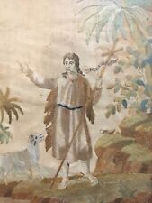 Very beautiful religious embroidery, Saint John the Baptist embroidered painting 19th century religion picture