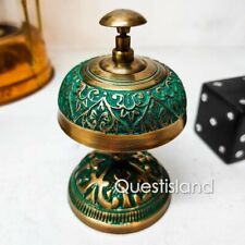 Antique Green Finish Brass Desk Bell Designer Collectible Gift TableTop Item picture