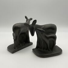 Pair of Vintage Ca.1940’s Art Deco HUBLEY 494 Cast Iron Deer Doe & Fawn Bookends picture