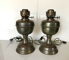 Pair of Vtg Duplex Oil Lamp Converted to an Electric Table Lamps Made in England picture