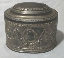 Antique Silver Plated Lidded Oval Jewellery Box Persian Eastern picture