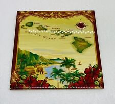 Vintage Hawaii Oahu Maui Island Ceramic Tile Hanging Art Decor 6” Cork Back 18 picture