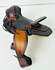 Vintage Mini Leather Toy Western Horse Saddle Felt Pad picture