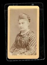 Vintage CDV Photo Victorian Lady Bold Striped Dress Fernando Dessaur New York picture