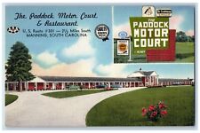 c1940's The Paddock Motor Court & Restaurant Manning South Carolina SC Postcard picture