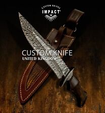IMPACT CUTLERY CUSTOM FIRE PATTERN DAMASCUS BOWIE KNIFE EXOTIC WOOD HANDLE- 1399 picture