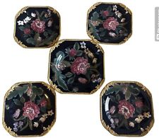 5 Vintage raymond Waite's Bail Platter Round Serving Tray Black Embossed picture