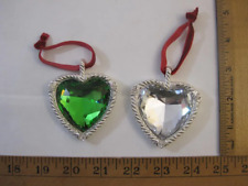 Vintage Judith Ripka Crystal Heart Ornament Green Silver Clear picture