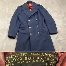 Vintage WW2 US Air Force Blue Navy Overcoat 50s Wool Trench Coat Sz 37 L picture