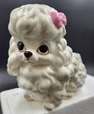 Vintage Ceramic Pink Bow Poodle Puppy Dog Planter Napcoware MCM Kitsch  picture