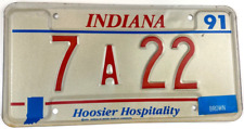 Indiana 1991 Auto License Plate Hoosier Hospitality Brown Co Collector Decor picture