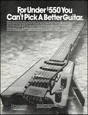 Hohner headless guitar with Steinberger Double-Ball Tuning System 1988 ad print picture