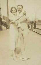 Vintage B&W Attractive Couple Posing Dancing Railroad Stop Philadelphia Area picture