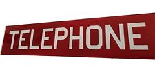 Vintage Red Glass Telephone Booth Sign REVERSE ON GLASS PAINTED 5 1/2” X 25.5” picture