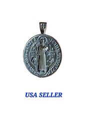 St Benedict (San Benito) Medal S925 Sterling Silver Pendant (Medalla Plata 925) picture