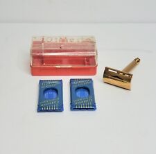Vintage Gillette Super Speed Gold Tone Razor w/ Case And 2 Dispensers picture