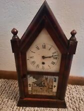 Vintage Antique Jerome & Company Gothic Miniature Steeple Clock Maple Mahogany picture