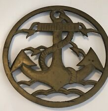 Vintage Anchor Trivet Round Brass Nautical Anchor Rope Beach Decor picture