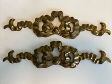 Vtg 2 Ornate Brass Ribbon Bow Wall Art Hanging Decor Hollywood Regency Two India picture