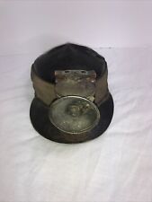 VTG Leather Miner Hard Hat w Auto Light Lamp EX Rare picture