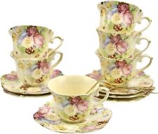 Country Roses 18 Peices Bone China Tea Cup And Saucer Set picture