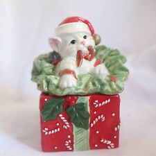 Fitz And Floyd Kitty Kringle Lidded Box Christmas Holiday 2005 Cat ** picture