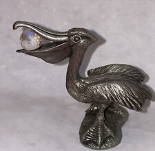 Pewter Image Co Pelican With A Crystal In His Mouth Figure 2” Tall VGC picture