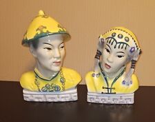 Pair of Antique Goldscheider Mongol Head Busts, Man/Woman, exc-nr mint, USA picture