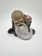 Vintage Chinese Shiwan God of Longevity Ceramic Figurine Holding Plum Mudman…106 picture
