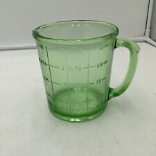 Vintage Deco A&J Green Vaseline Glass 4 Cup Measuring Cup Logo on Base C.1930 picture