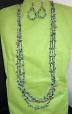 Navajo 3-Strand Turquoise And Heishi Necklace /Earrings Set #716 picture