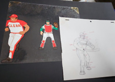 Orig Japanese Anime Cel CLEAN BASEBALL Player and Catcher #268 ~ RAY ROHR Art picture