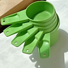Vintage Set of 5 Apple Green Tupperware Nesting Measuring Cups *MISSING 3/4 CUP* picture